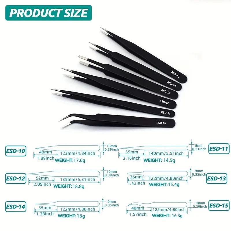 Electronics Repair Tools - Conjunto de pinças longas de precisão,