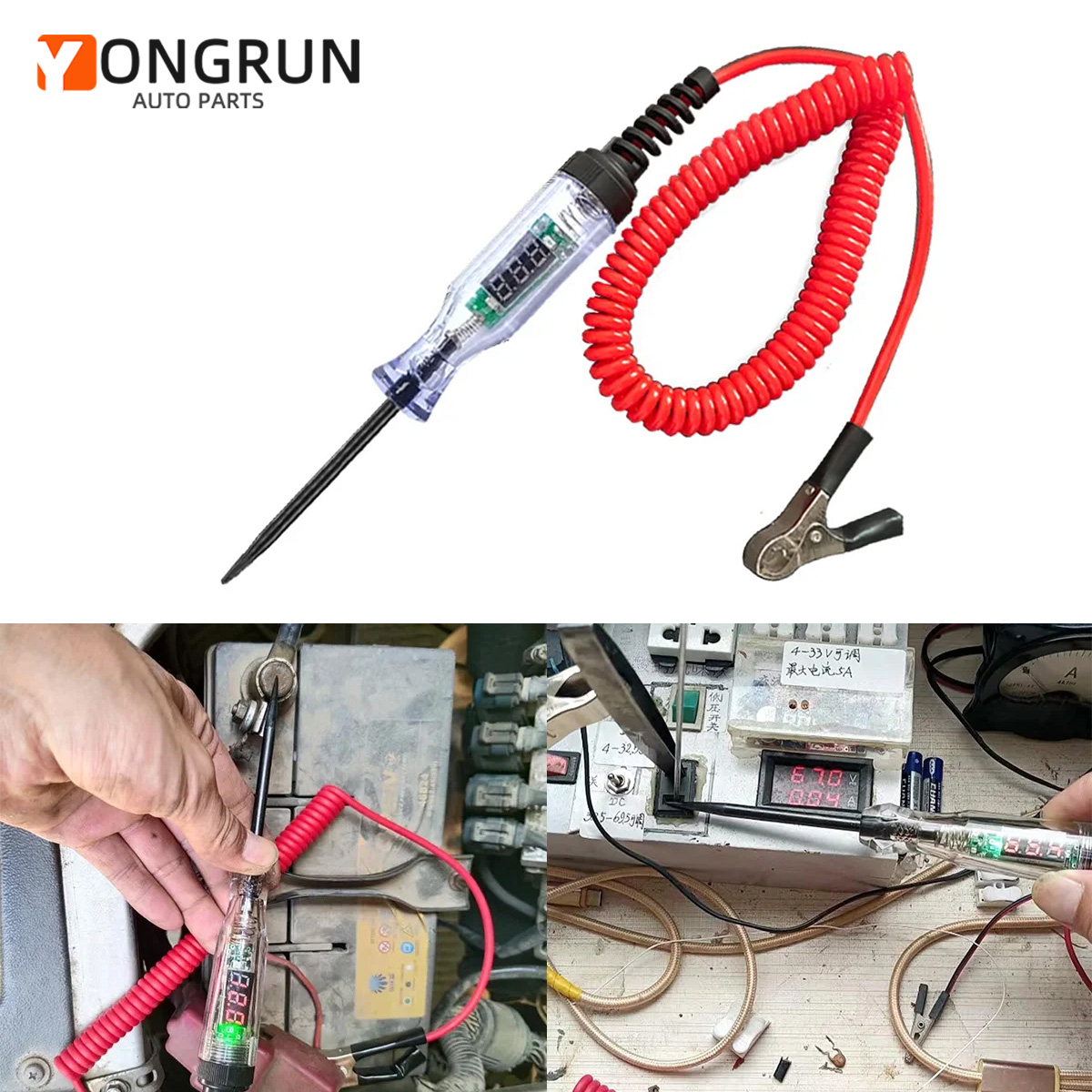 Circuit Test Pencil - Testador de circuito automotivo, 6v-24v/5v-90v, display